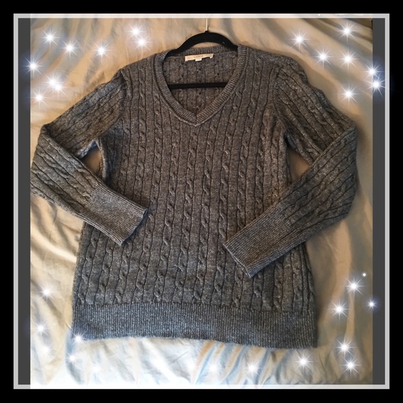 LOFT Tops - LOFT grey with silver threads sweater Xl